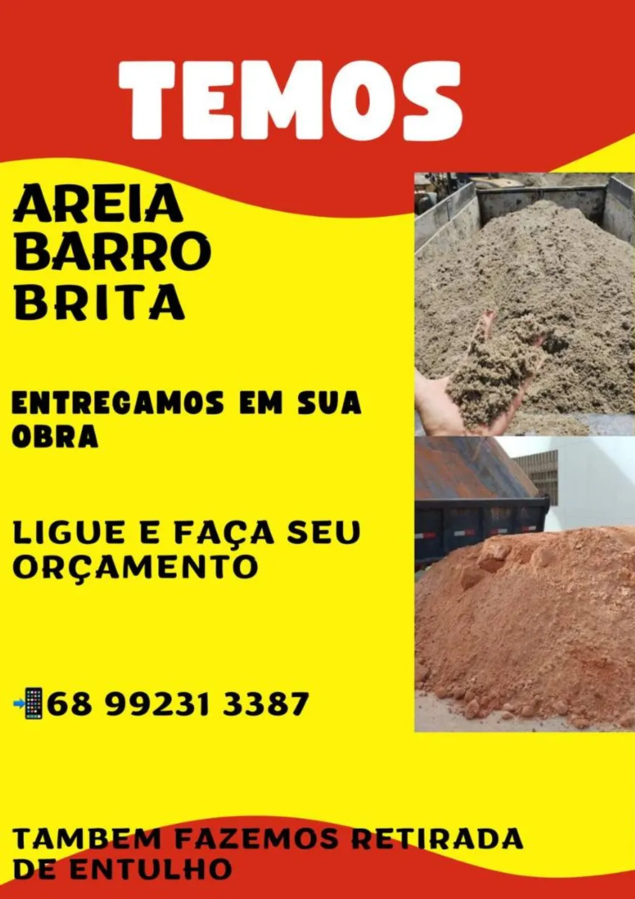 AREIA, BARRO E BRITA PARA CONSTRUÇÃO