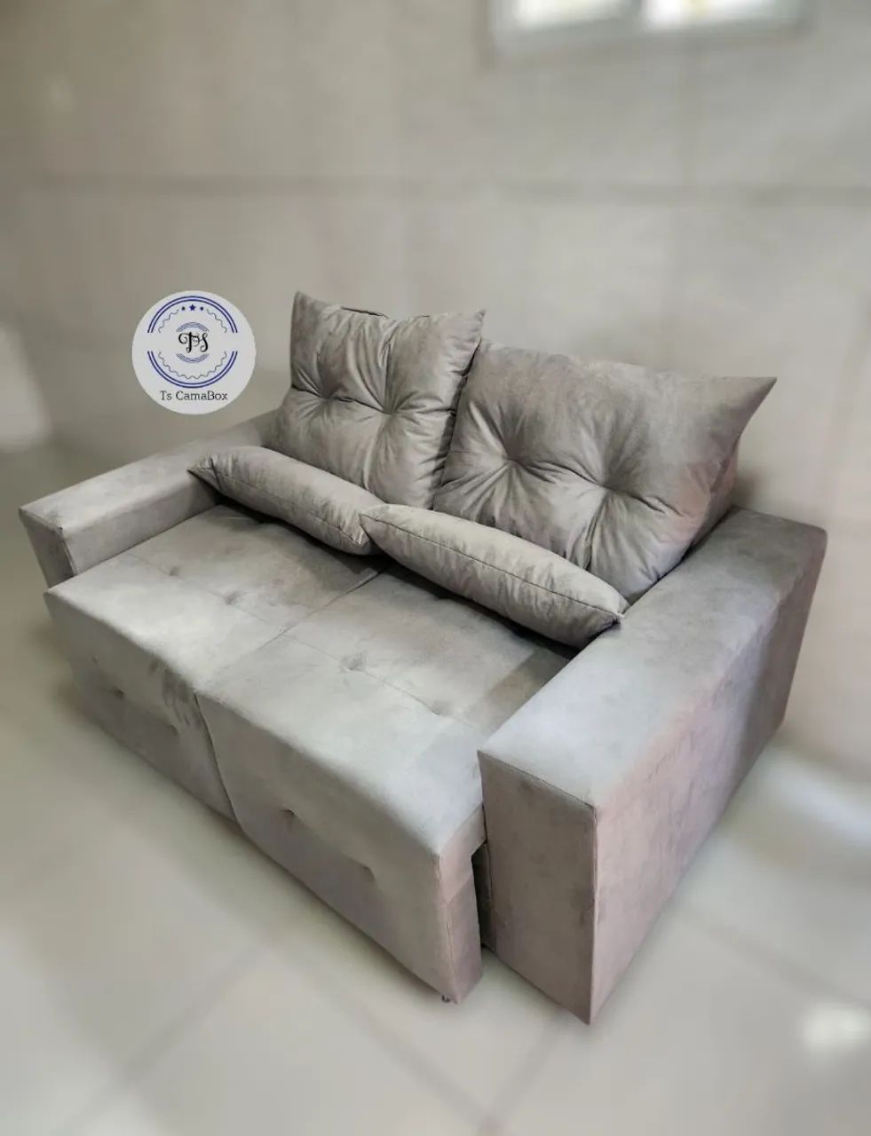 Sofá retrátil 2 lugares cinza - Foto 2