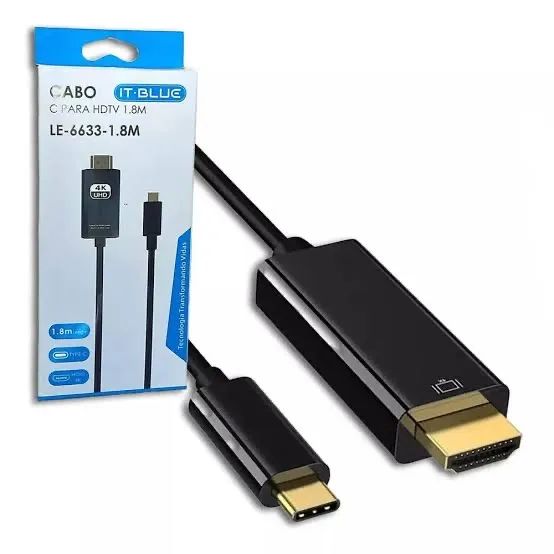 Cabo Conversor USB-C para HDMI 4K HDTV 1.8m