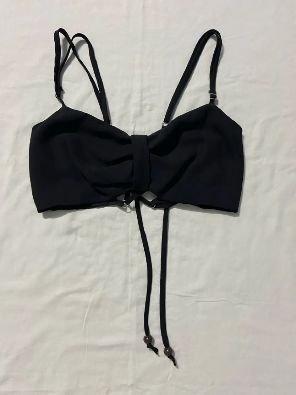 Top Cropped Preto de tecido com Amarração