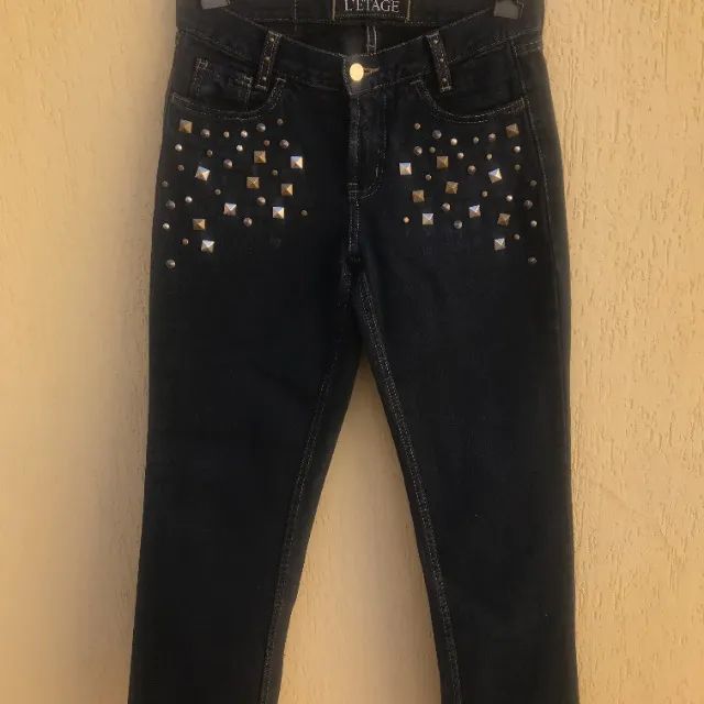 Calça Jeans Com Spikes Da Marca Letage (Usado) - Foto 4