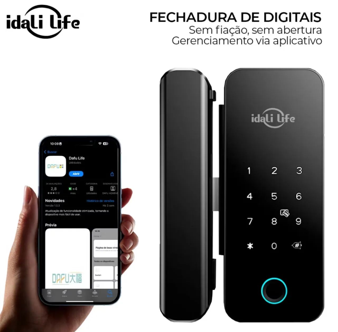 Fechadura De Porta WiFi À Prova D'água Eletrônica Impressão Digital Instalação inclusa