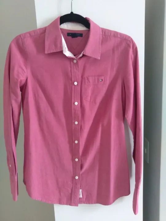 camisa tommy hilfiger rosa - tam m
