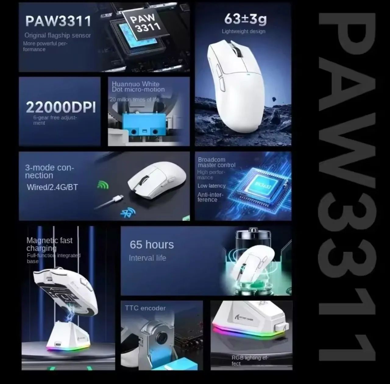 Mouse gamer X11 Attack Shark 3311 com dock - Foto 3