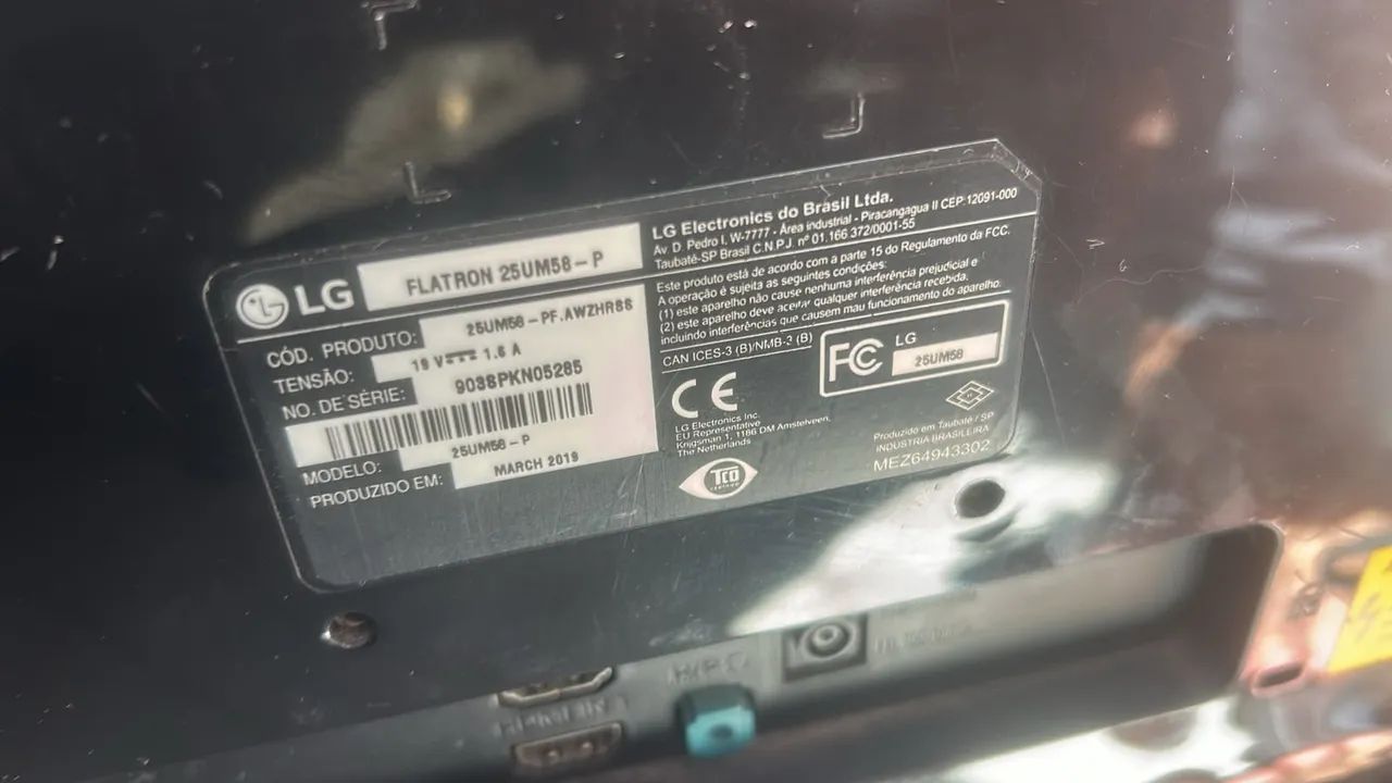 Vendo Monitor LG Ultrawide 25 polegadas (Modelo 25UM58-P)