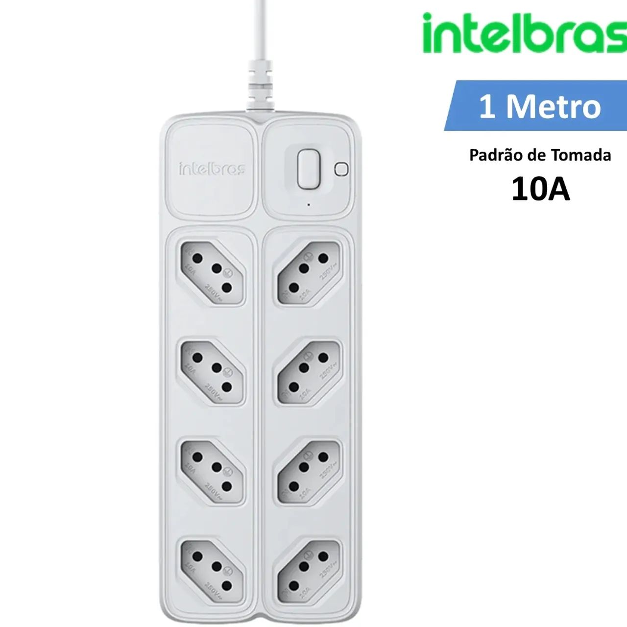 Protetor Eletrônico 8 Tomadas Bivolt com Chave Inteligente Sem Fusivel Branco - Intelbras 