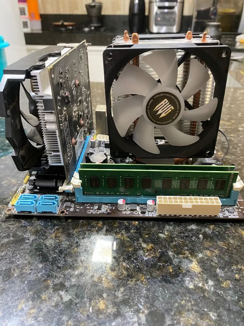 kit placa mãe i5 3470 rx 550 4gb 16gb ram air coller