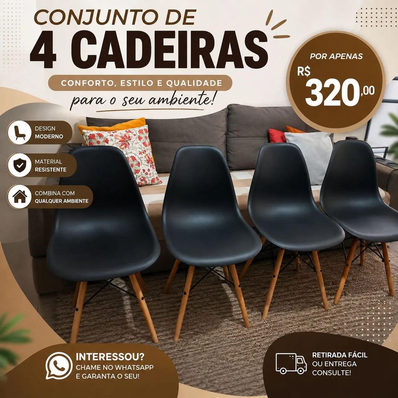 Conjunto de cadeiras em ótimo estado 