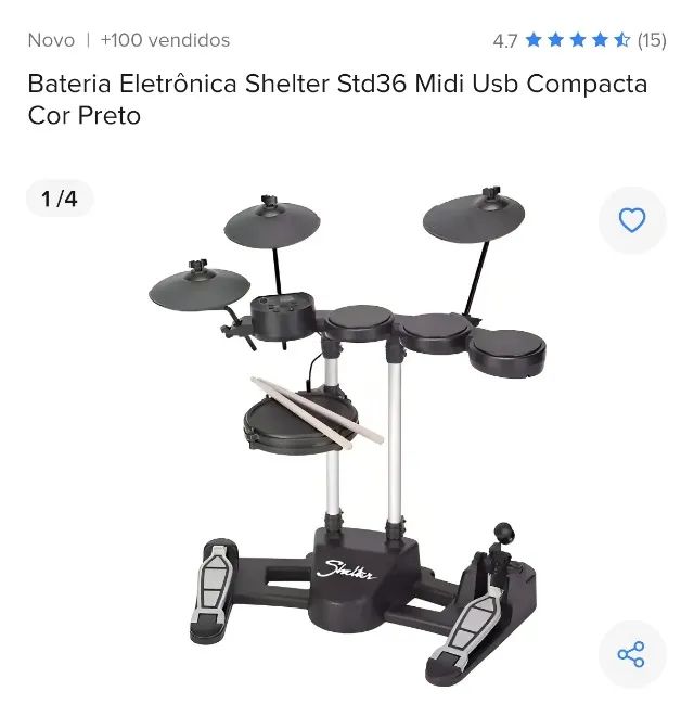 Shelter Bateria Eletrônica Compacta - Praticamente sem uso - Foto 5
