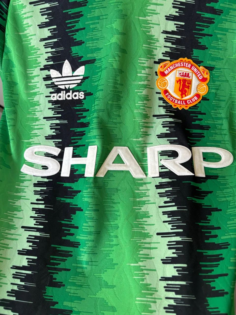 Camisa Manchester United Sharp Goleiro Retrô Adidas Original - Foto 3