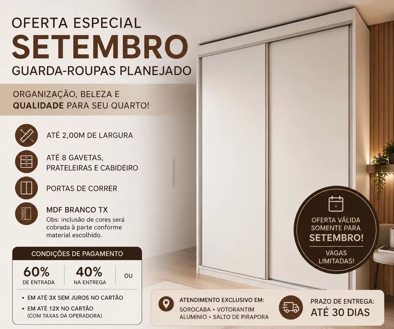 OFERTA ESPECIAL DE SETEMBRO - GUARDA-ROUPAS PLANEJADO 
