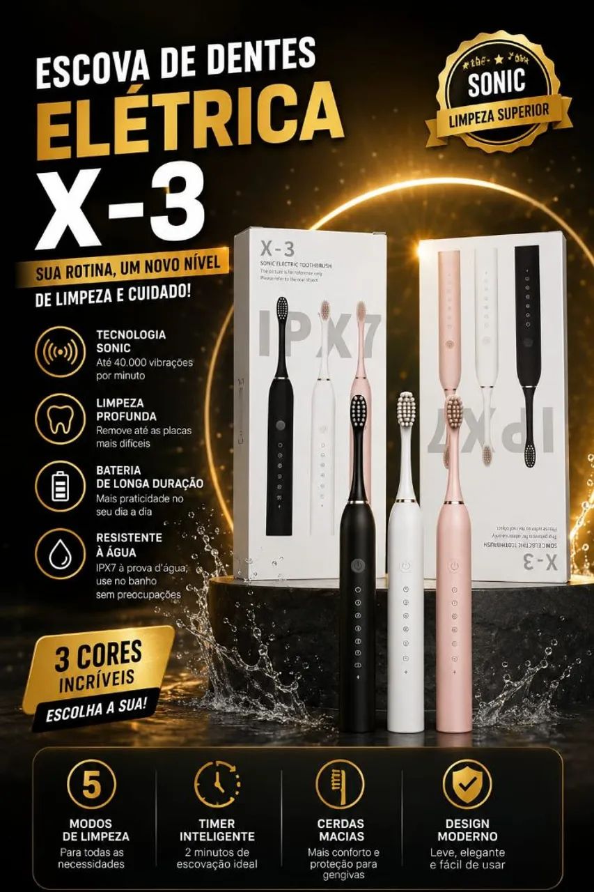 ?A nova Escova de Dentes Elétrica X-3 traz o design moderno e o cuidado completo