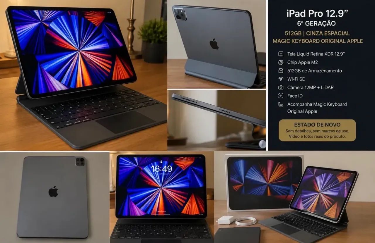 Apple iPad Pro 6a -12,9 / 512gb 8gb 5g Cinza (Usado) - Foto 2