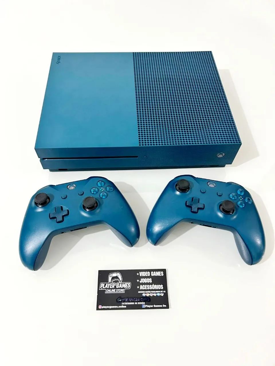 Xbox One S Deep Blue Completo! (Aceito Cartão)