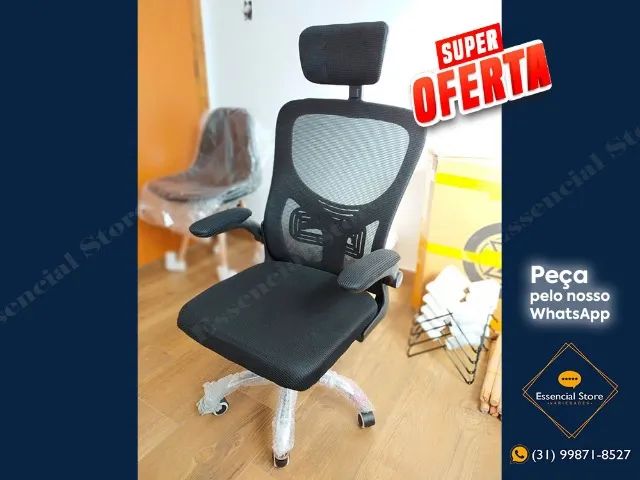 Cadeira Escritório Giratória Executiva Ergonomica Apoio Braço Cabeça Lombar - NOVA!