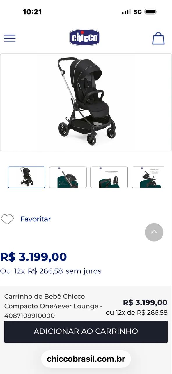 Carrinho de Bebê Chicco Compacto One4ever Lounge - *0 - Foto 5