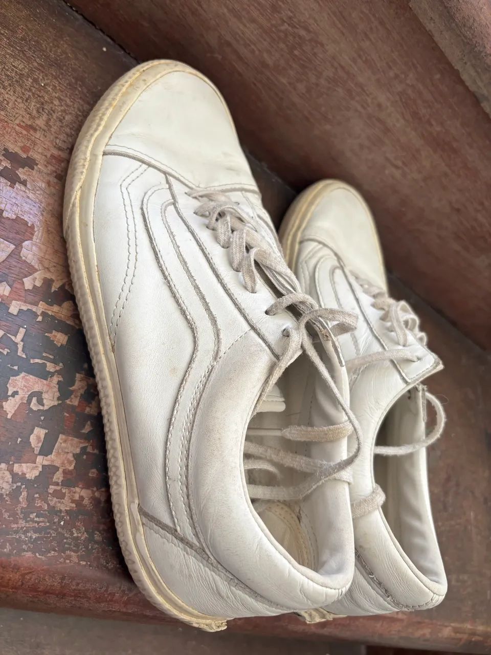 Tênis Vans Old School Couro Branco Original  - Foto 2