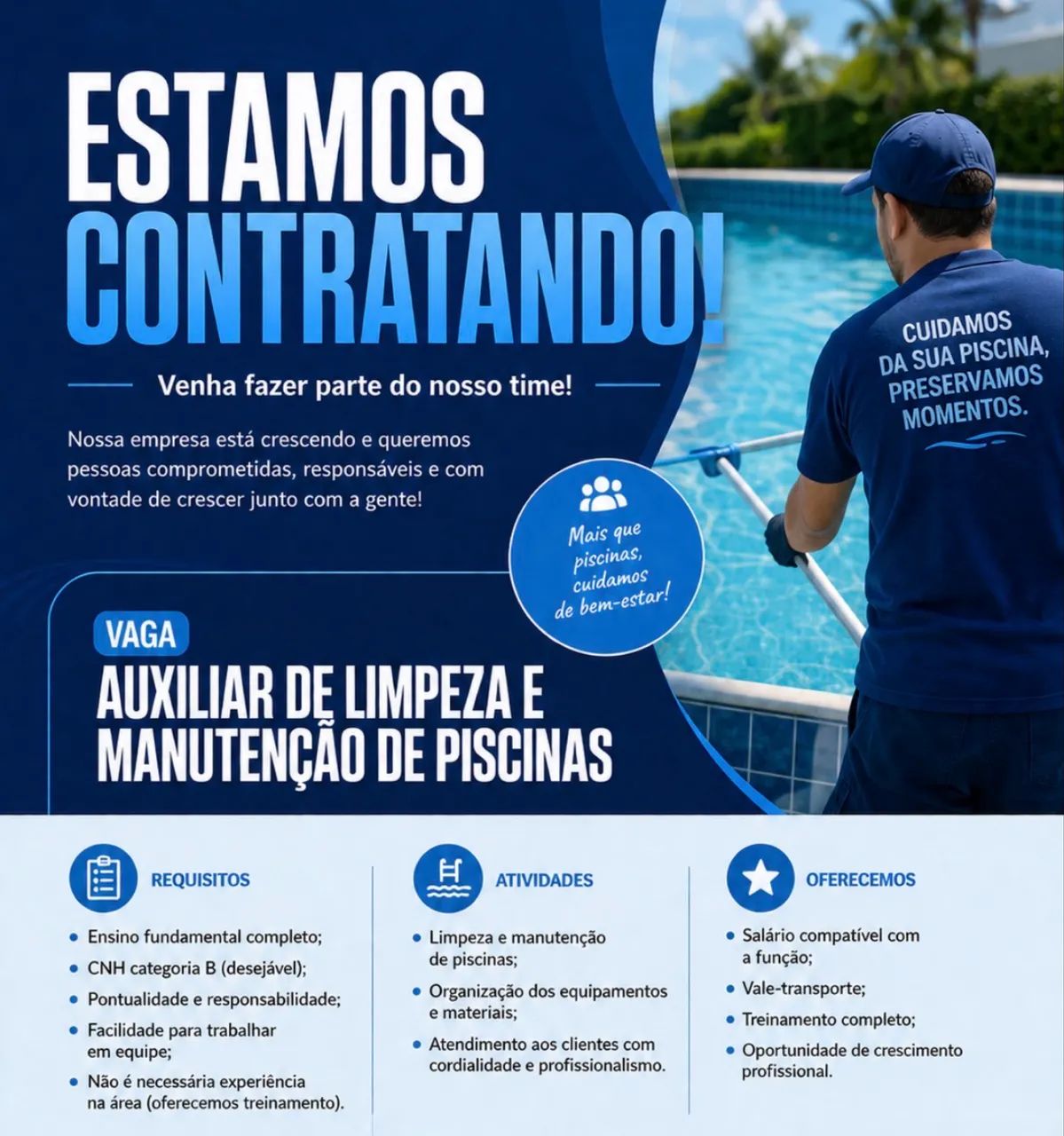 Auxiliar de limpeza de piscina 