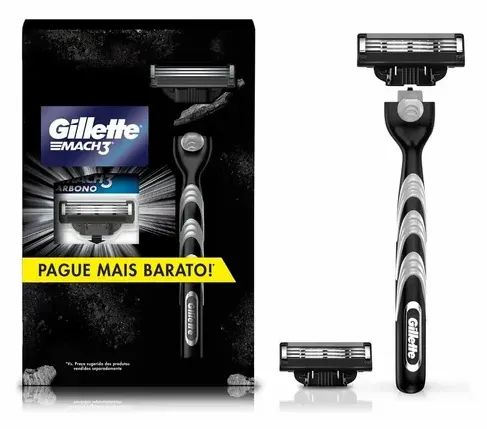 Kit Cabo Gillette Mach3 Carbono + 2 Refis Carbono - Foto 2