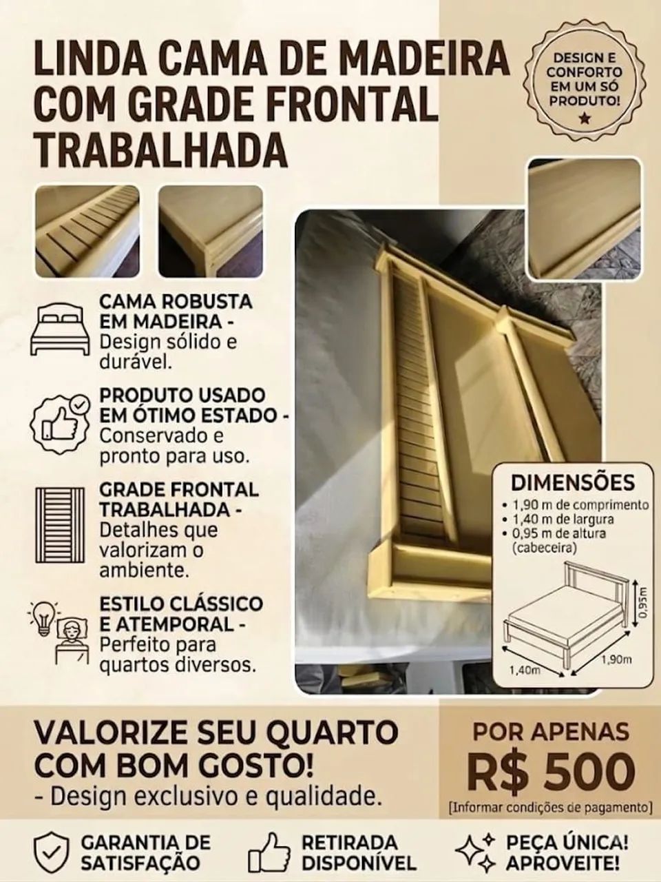 Cama de casal com colchão - Foto 2