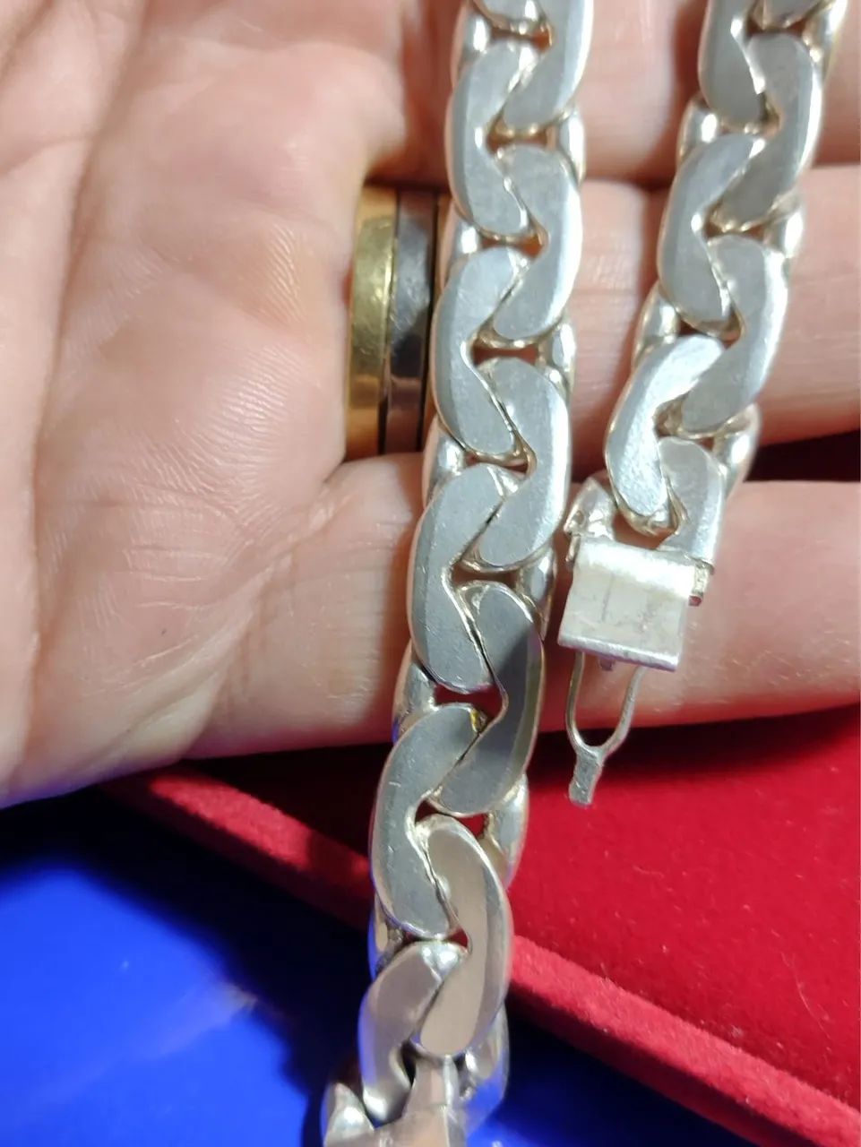 Pulseira de Prata 950 Direito Esquerda 55 Gramas 10 mm 22 Cm Grossa