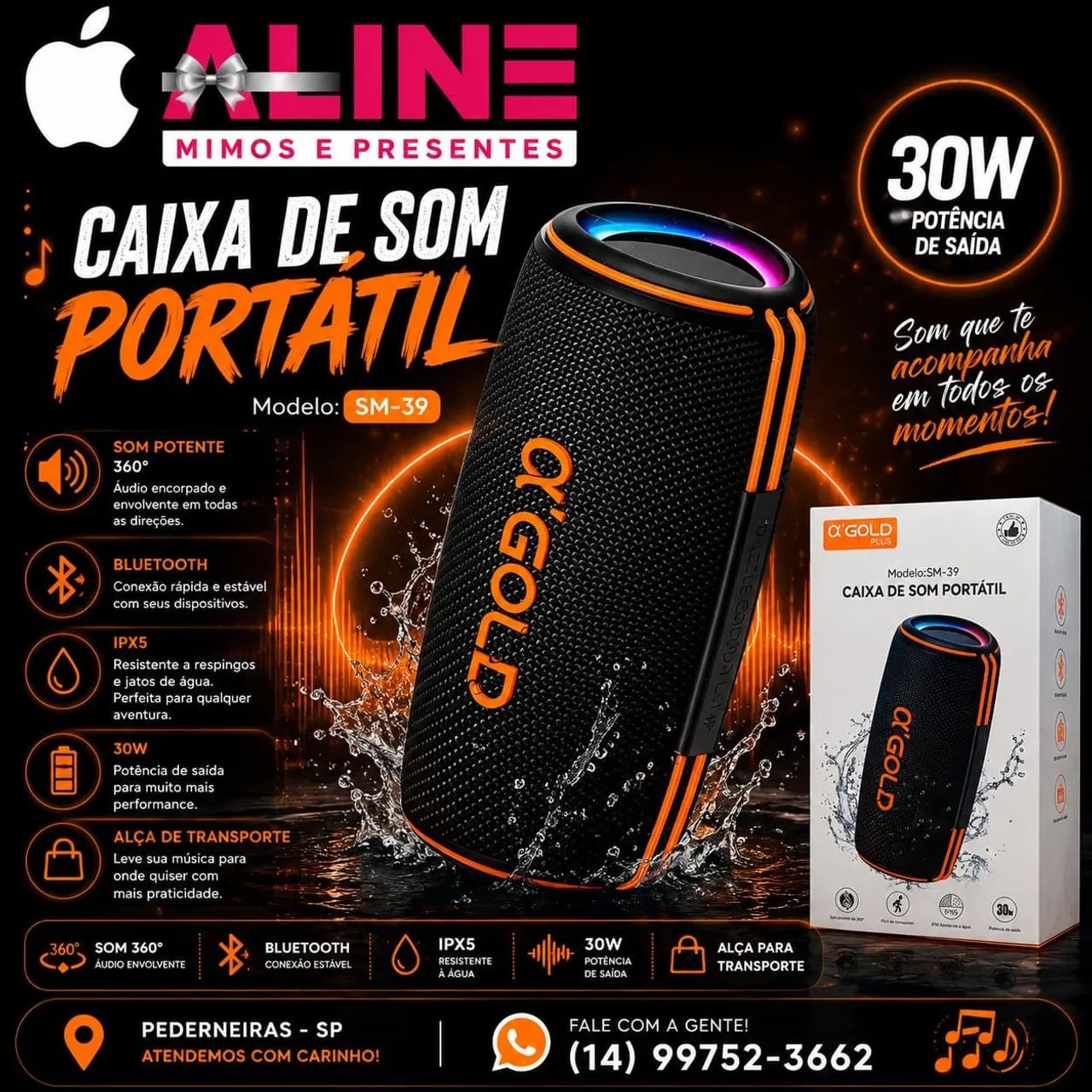 CAIXA DE SOM A'GOLD SM-39
