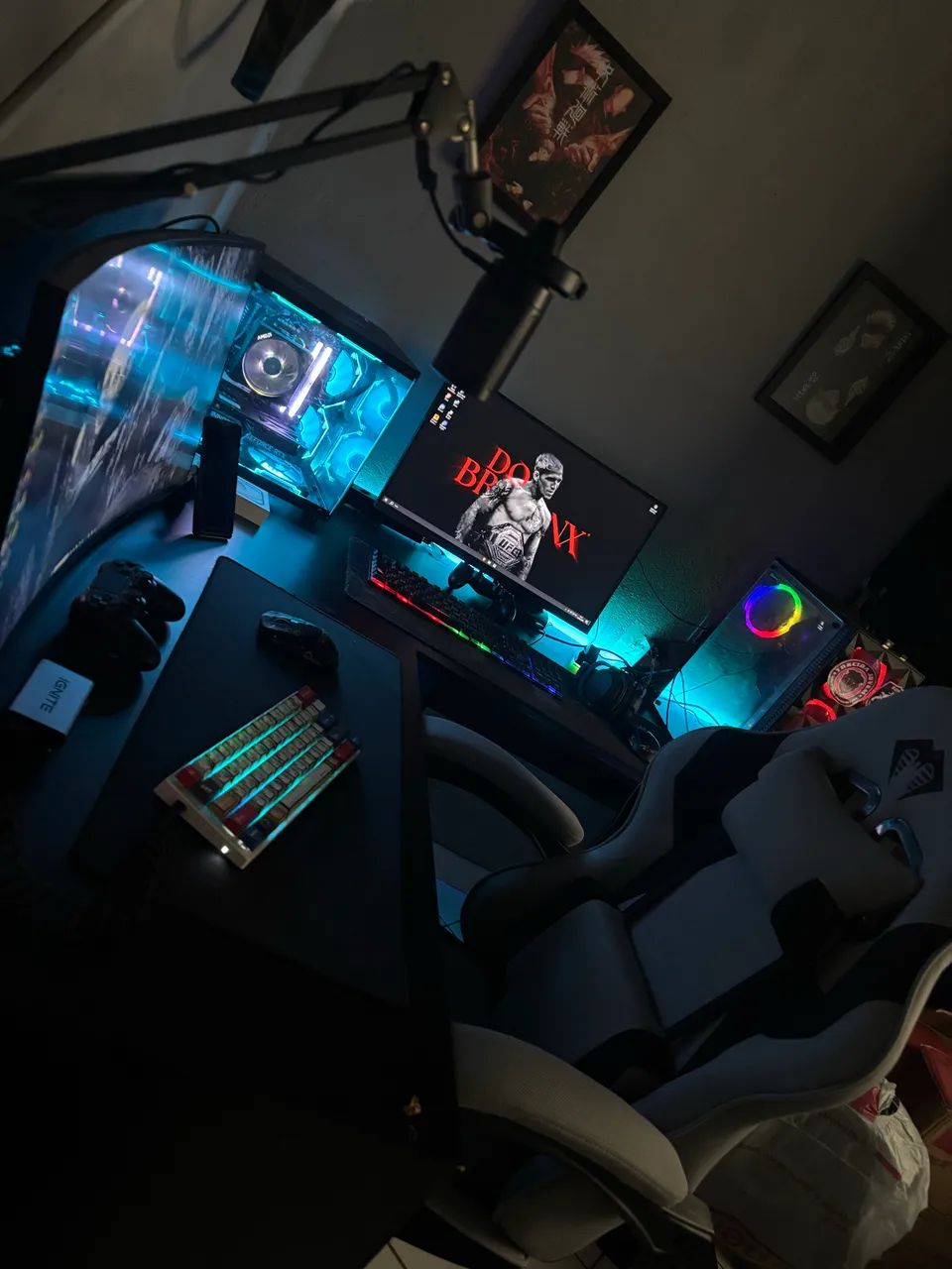 Cadeira Gamer Python Fly em tecido, ângulo ajustável (Cinza Escuro) - Foto 5
