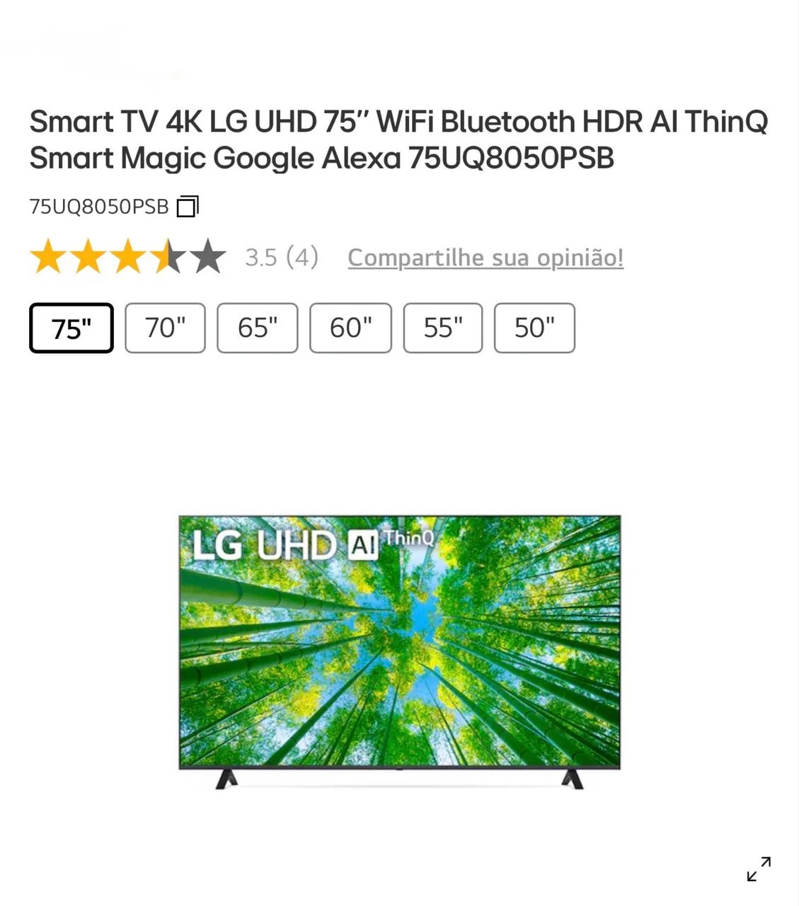 Smart TV 4K LG 75" polegadas UHD cristal - Foto 3