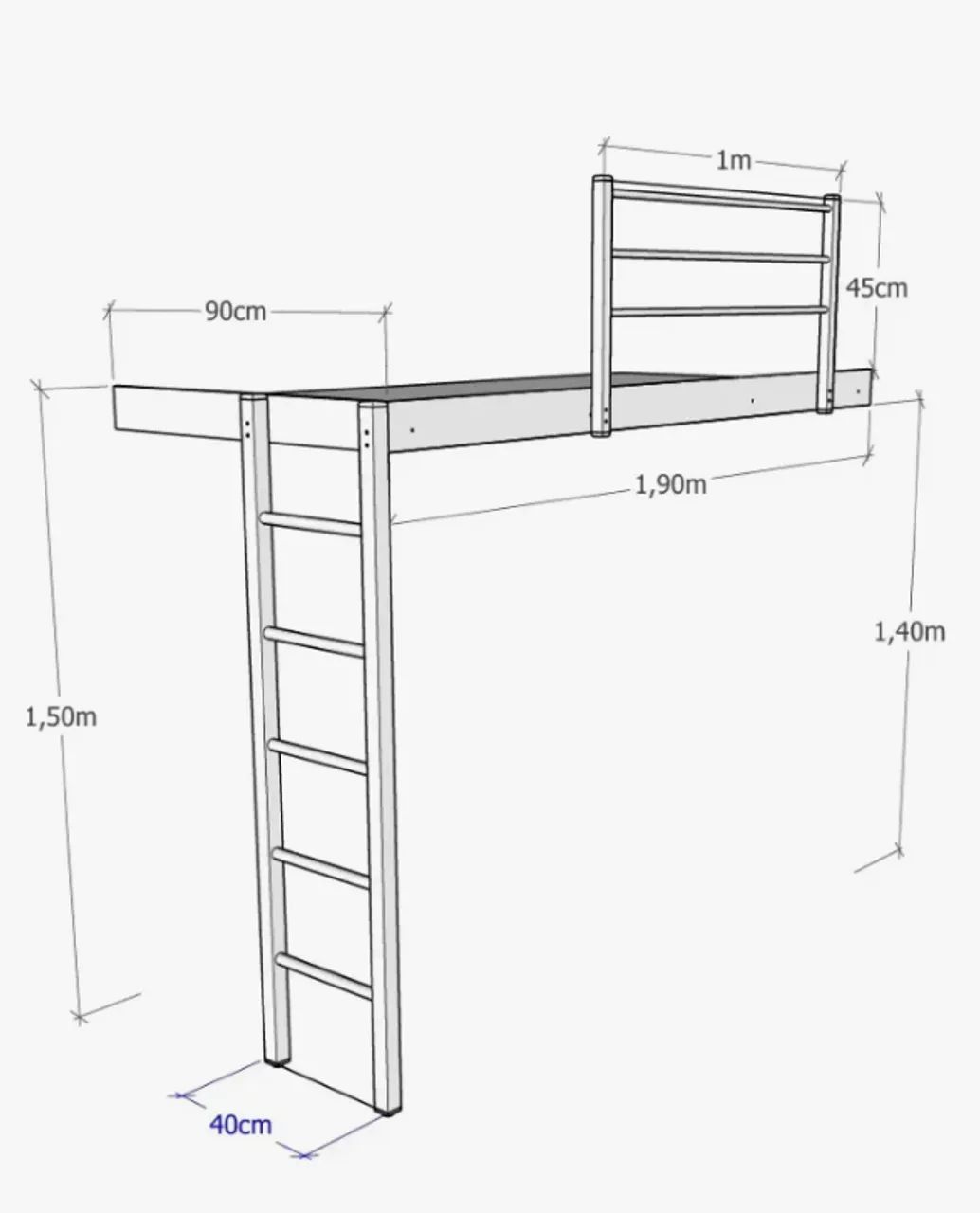 Cama Suspensa De Solteiro - Resistente - Preta - Foto 3