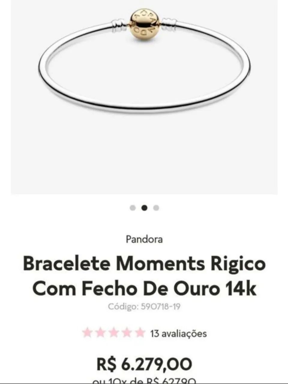 Pulseira pandora prata 925 e fecho ouro maciço 14k - Foto 5