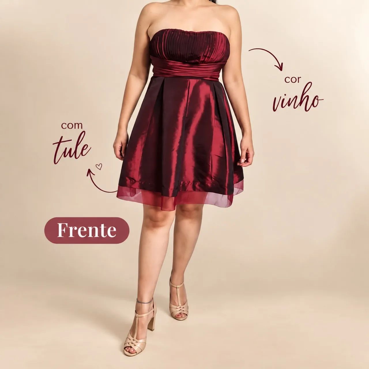 Vestido Vinho Tomara que Caia