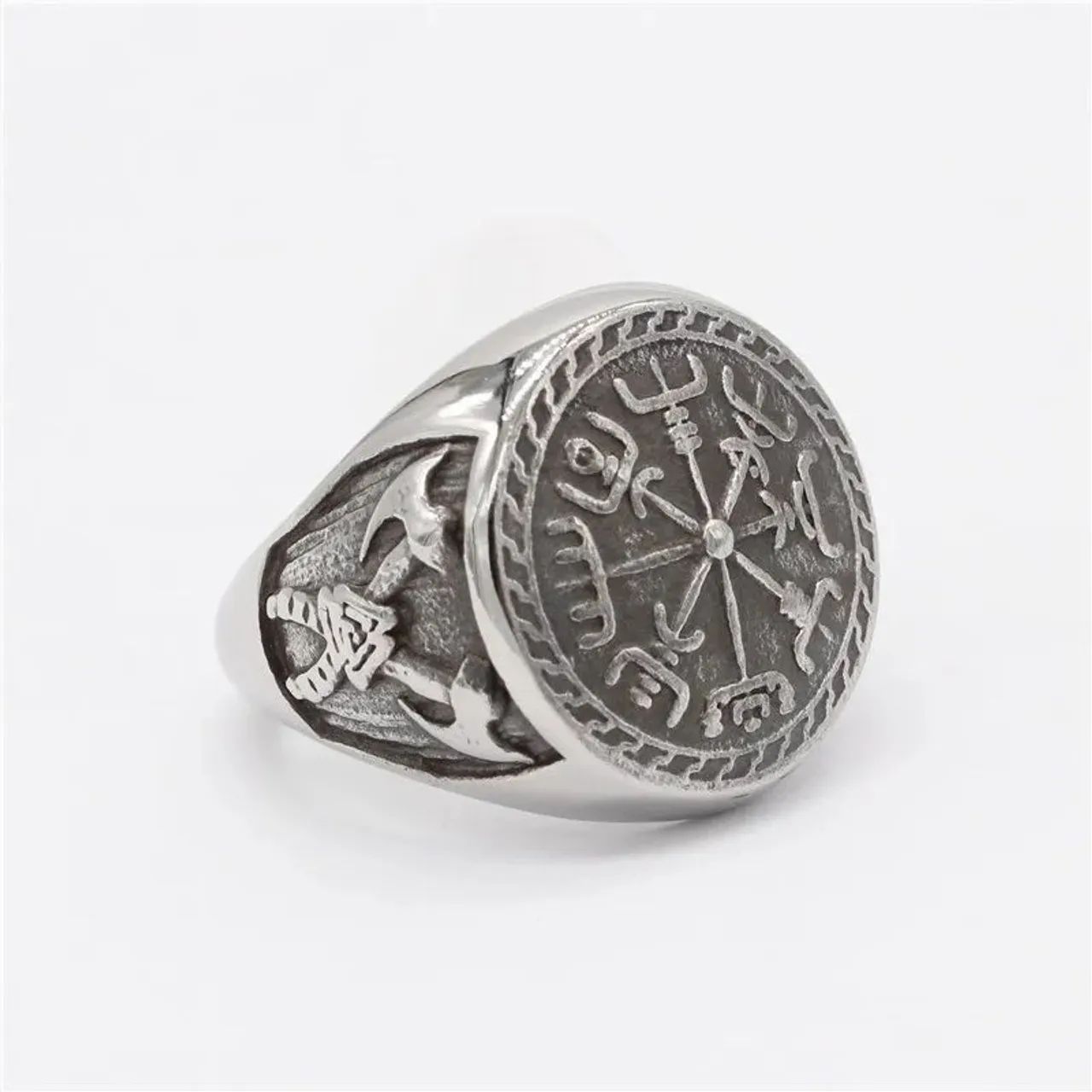 Anél de aço bússola Viking  - Foto 3