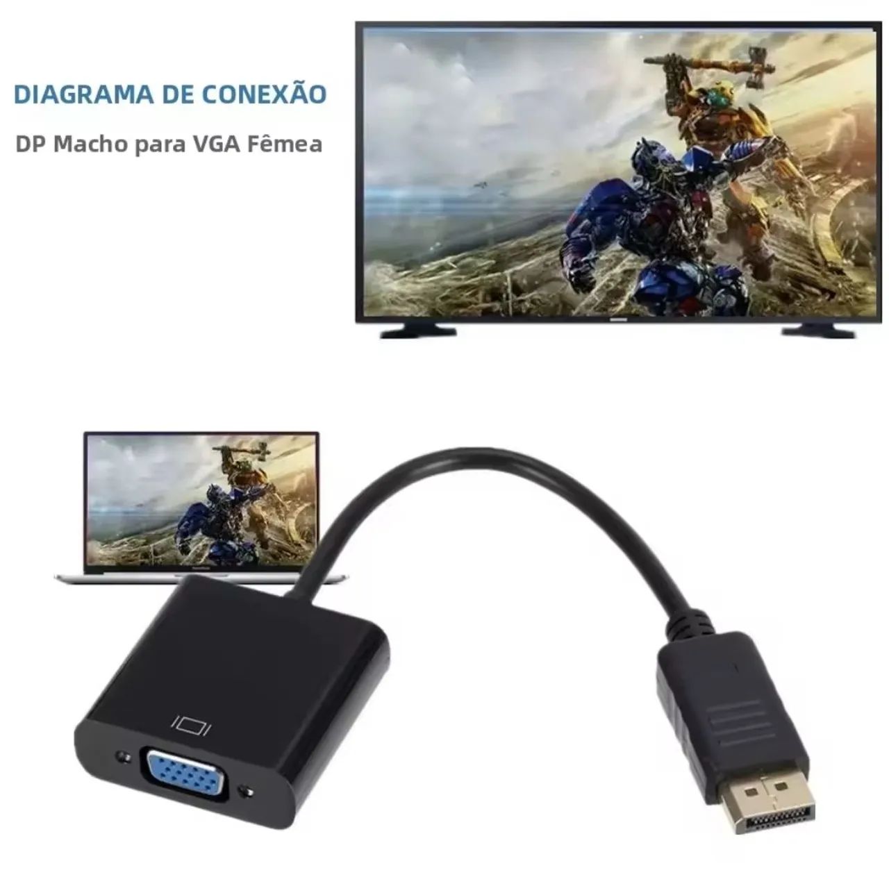 Adaptador conversor DisplayPort para VGA  - Foto 3