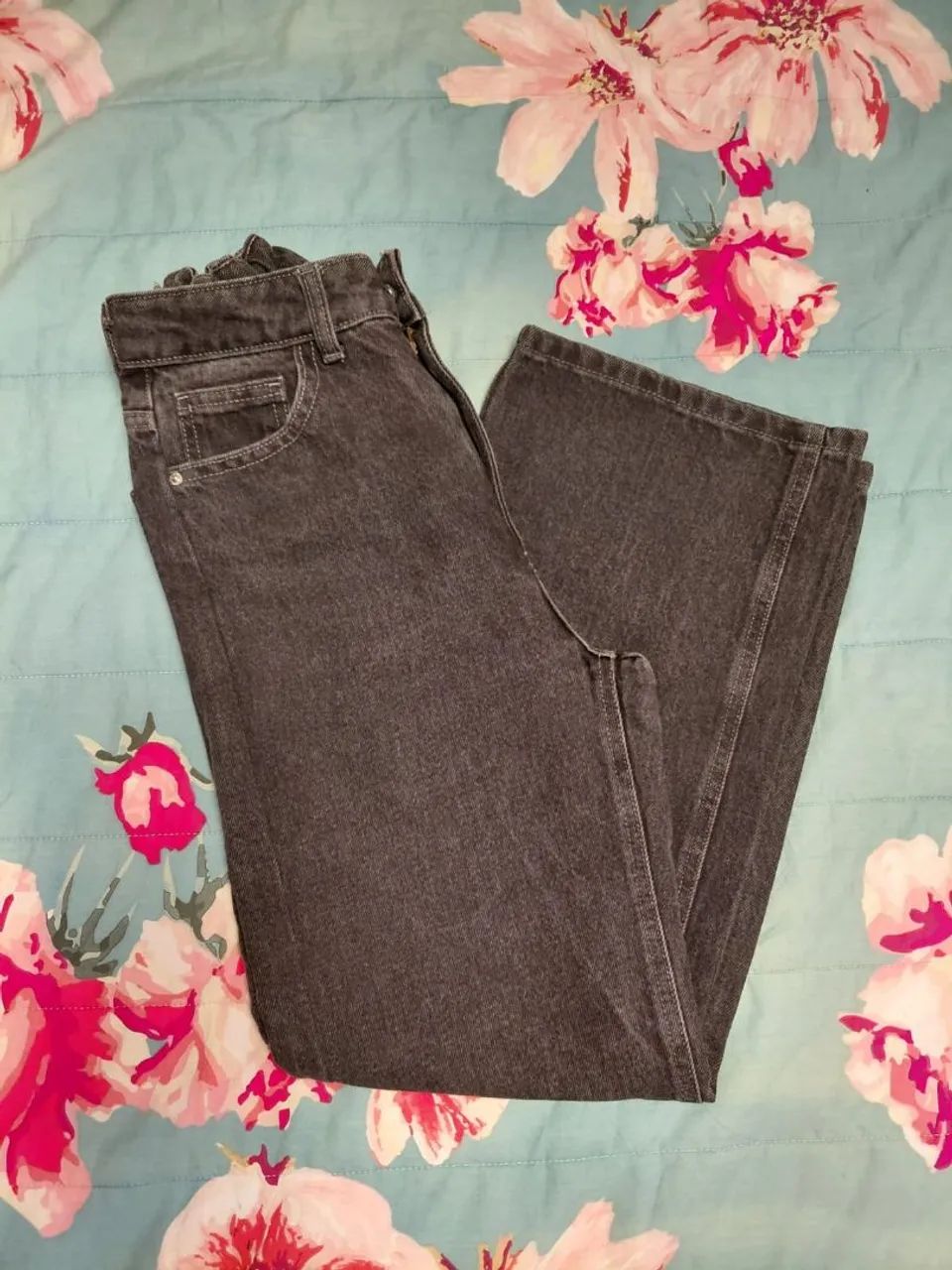 Calça jeans wide leg cinza escuro  - Foto 2