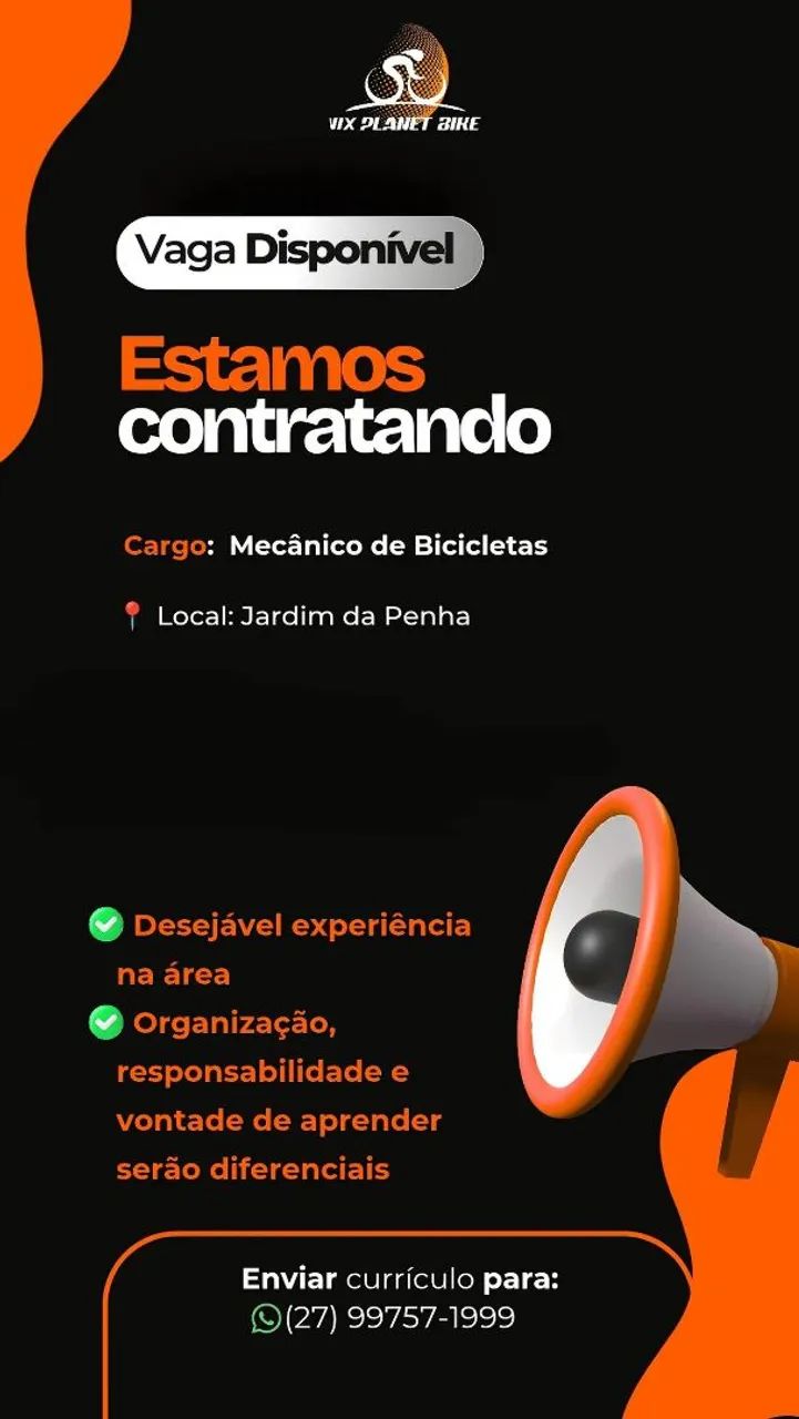 Vaga de emprego MECÂNICO DE BICICLETAS