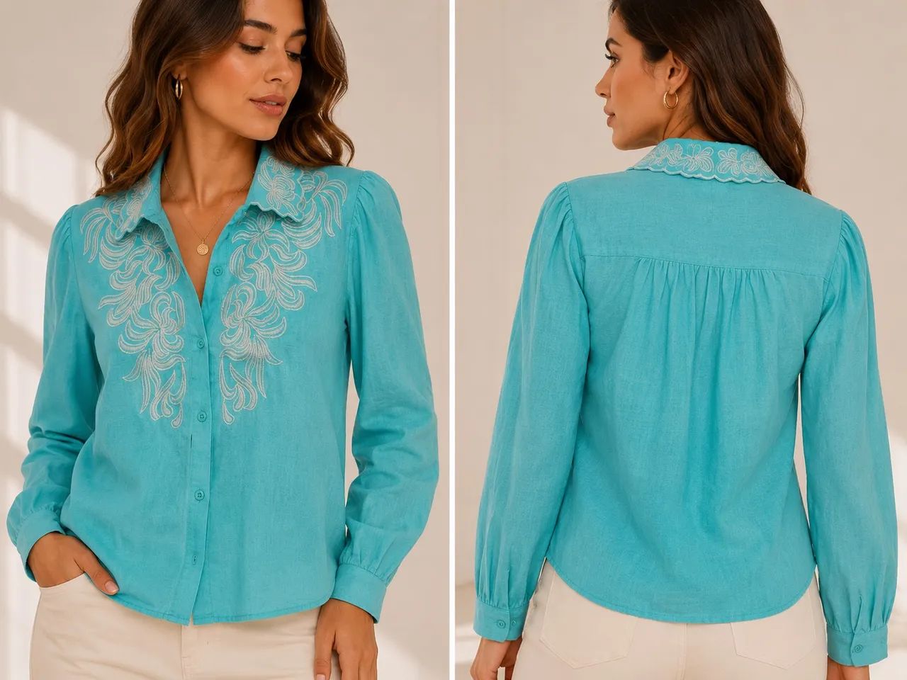 Camisa Feminina Bordada - Tam. M | Nova | 100% Algodão