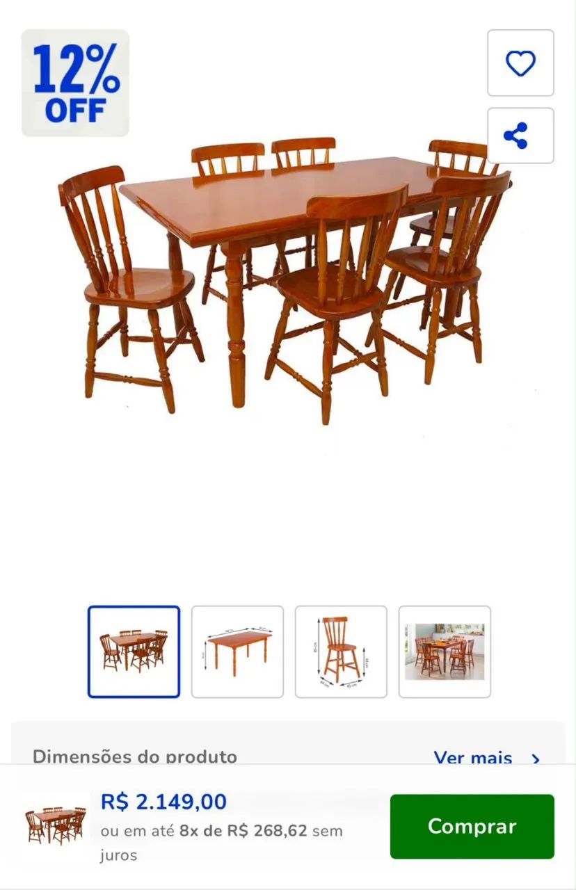 Mesa em madeira pura