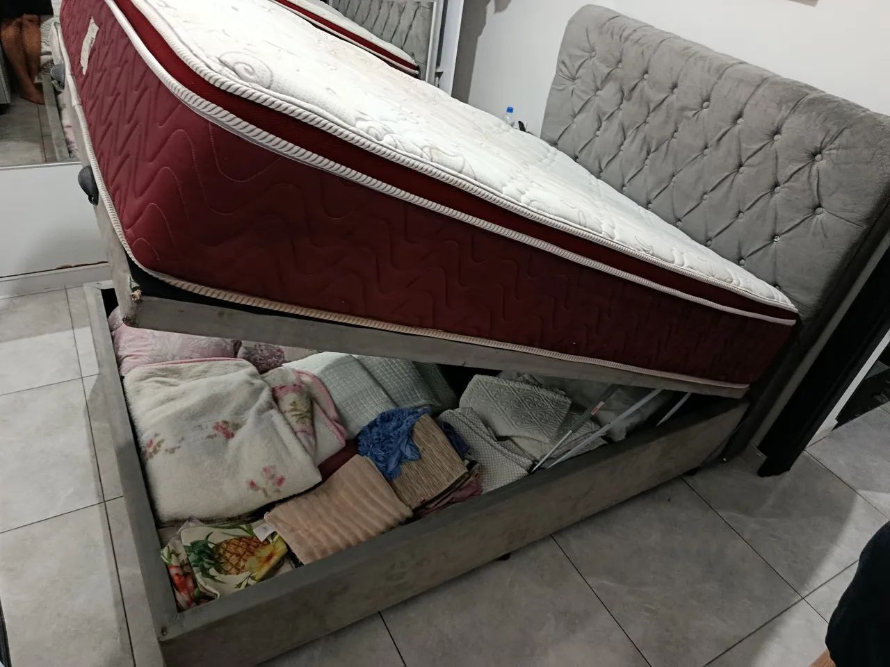 Kit cama casal colchão+box baú+ cabeceira  - Foto 3