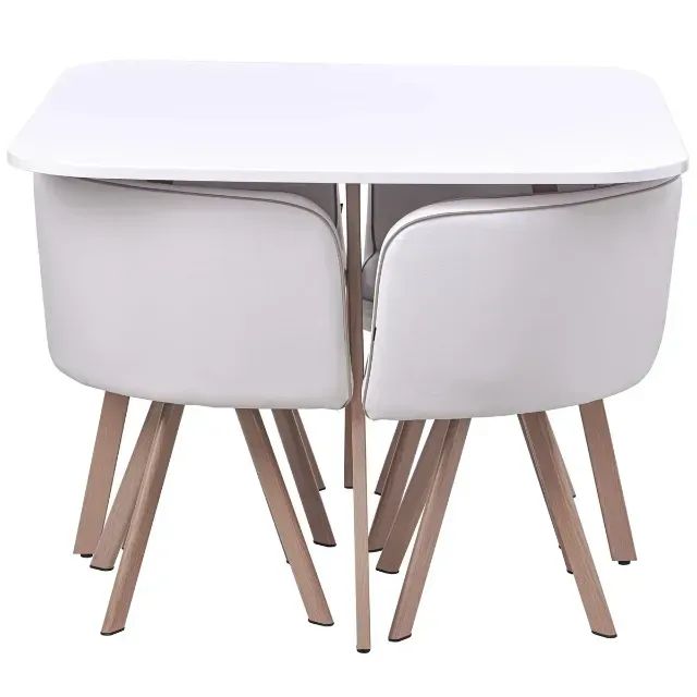 Conjunto Mesa de Jantar Pizza Branco 4 Cadeiras Just Home Collection - Foto 2