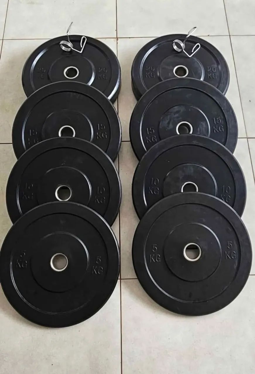 Kit olímpico completo ( Barra, Anilhas Presilha e Plataforma de impacto ) - Foto 5