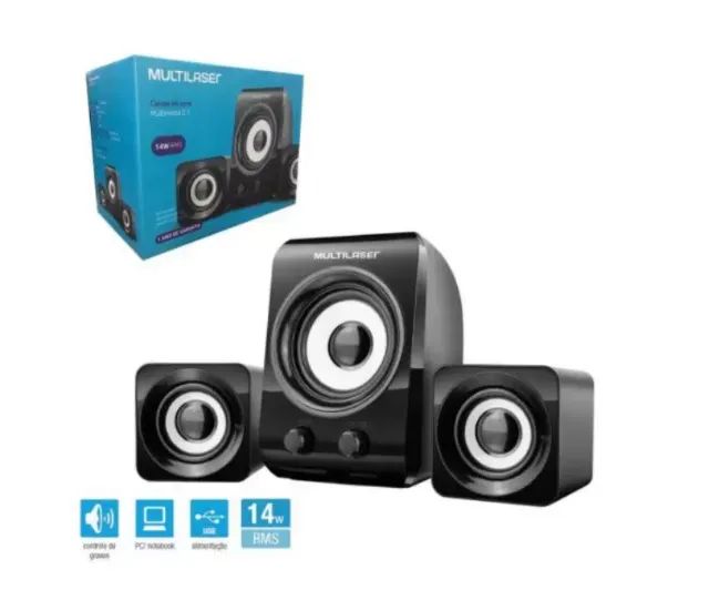 Caixa De Som Multilaser 2.1 USB 14W Preto - SP172