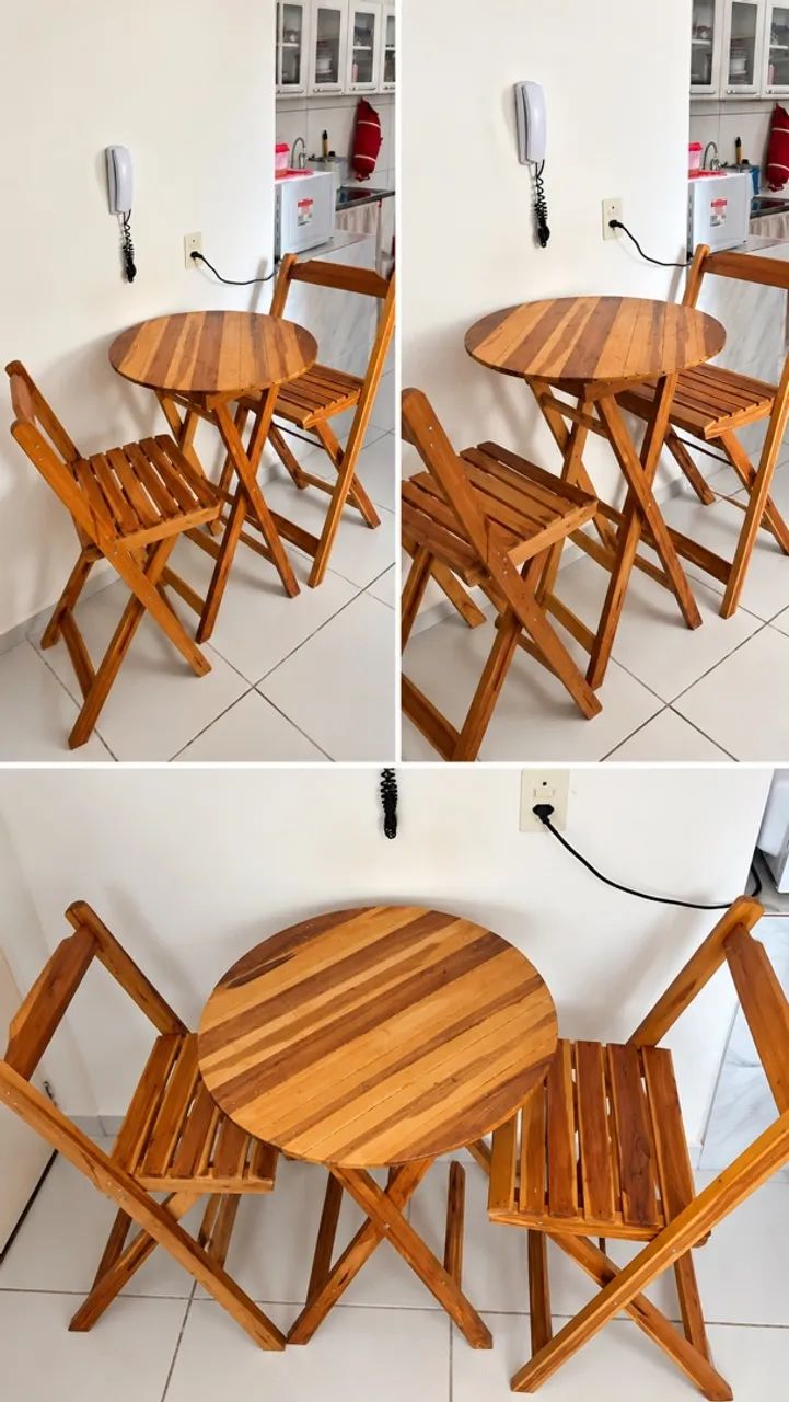 Jogo De Mesa Bistrô C/ 2 Cadeiras Madeira  - Foto 2
