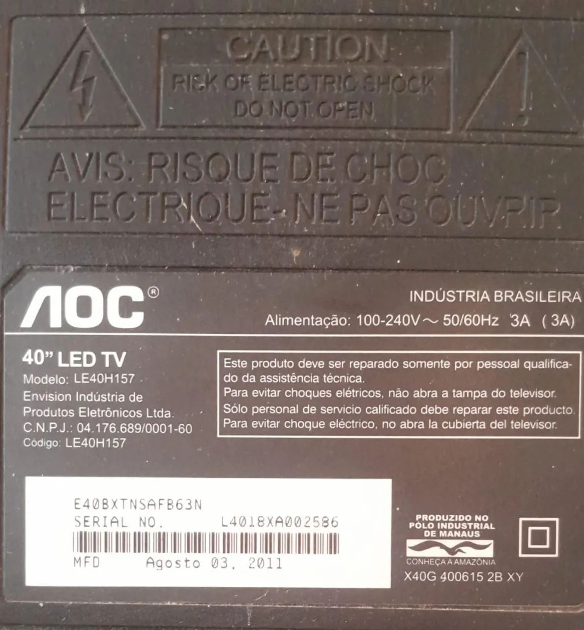Tv AOC 40 polegadas Led em perfeitas condições não é Smartv  - Foto 2