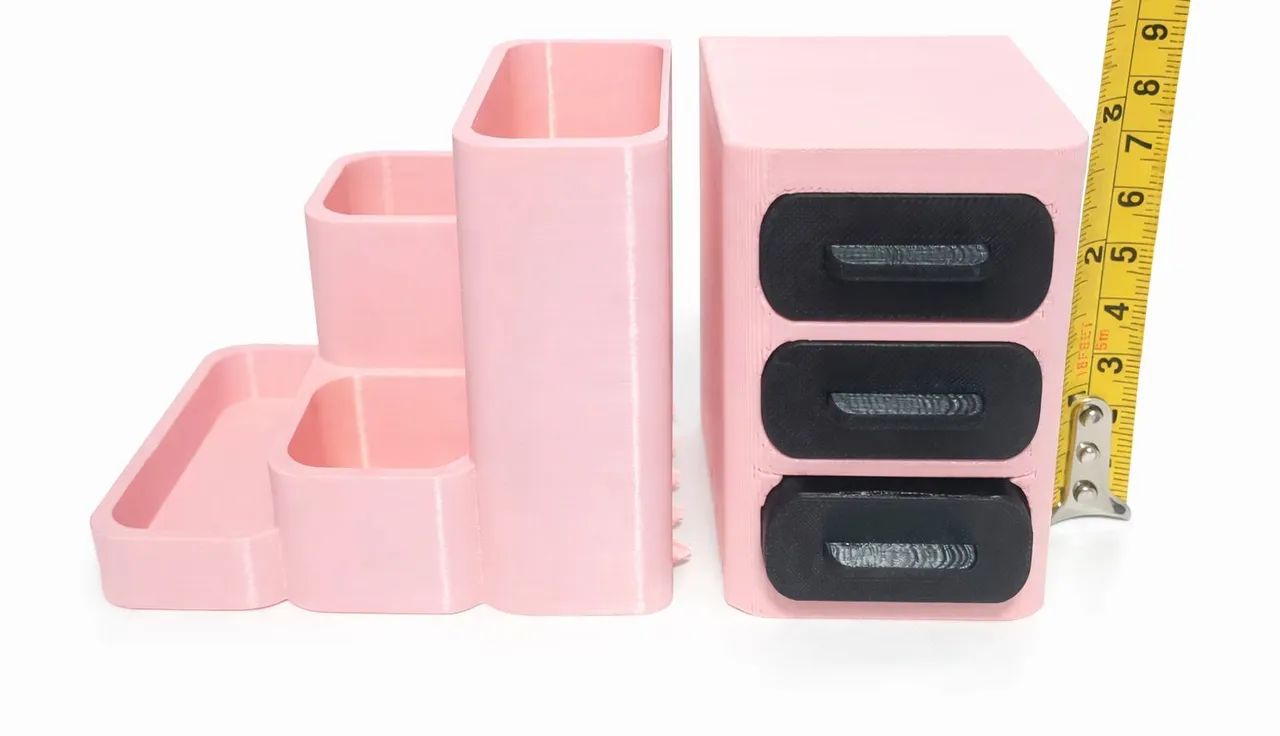 Organizador de Mesa Modular Rosa Porta Canetas Maquiagem Joias<br> - Foto 2