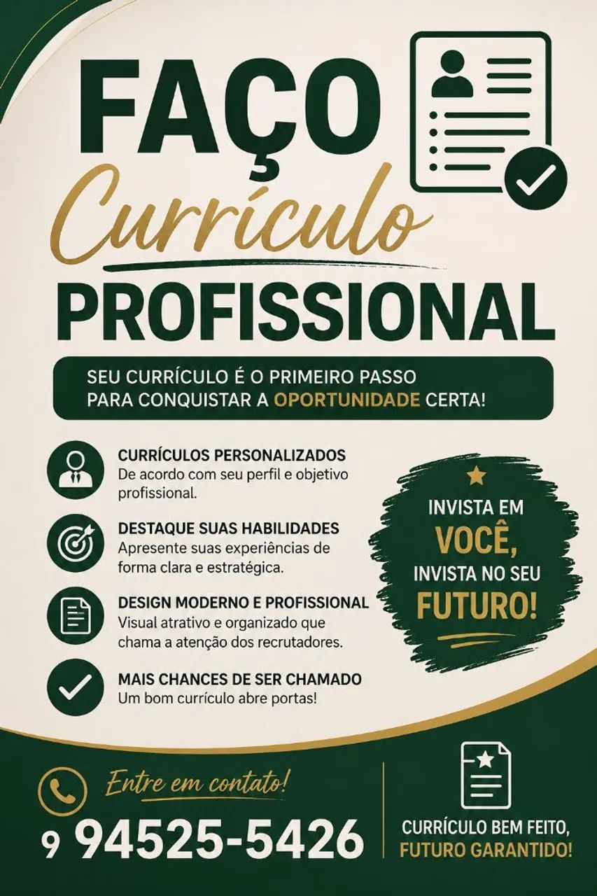 Faço currículo profissional 