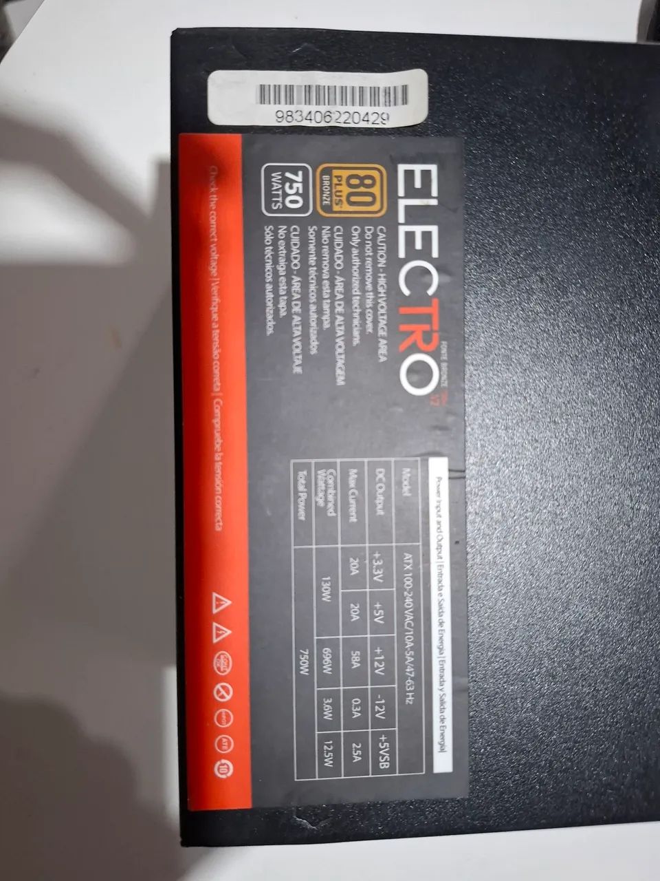 Fonte PCYES electro 2V 750W (80 plus bronze) - Funcionando perfeitamente - Foto 5
