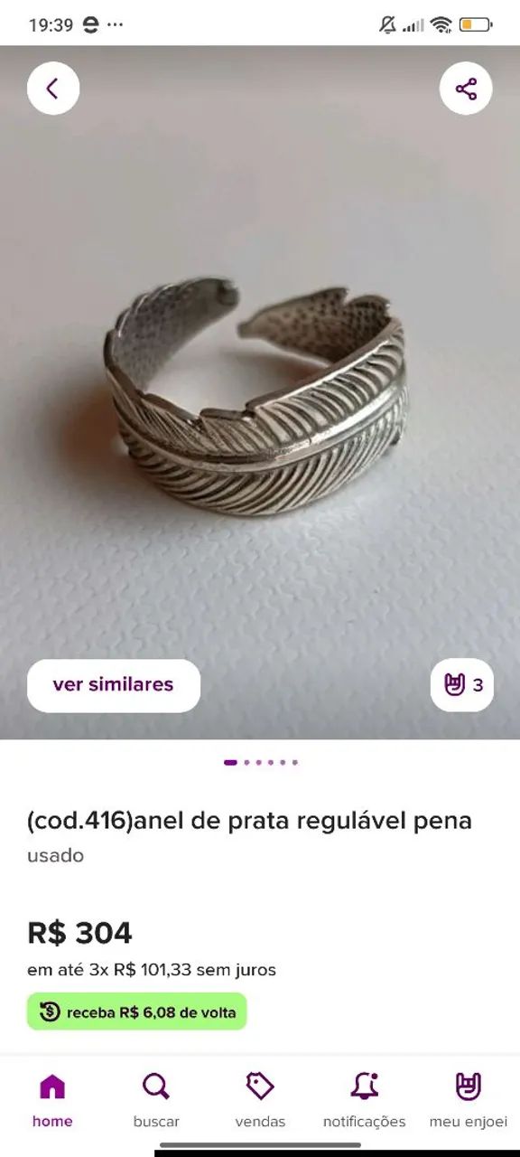 Anel de prata Pena - Foto 4