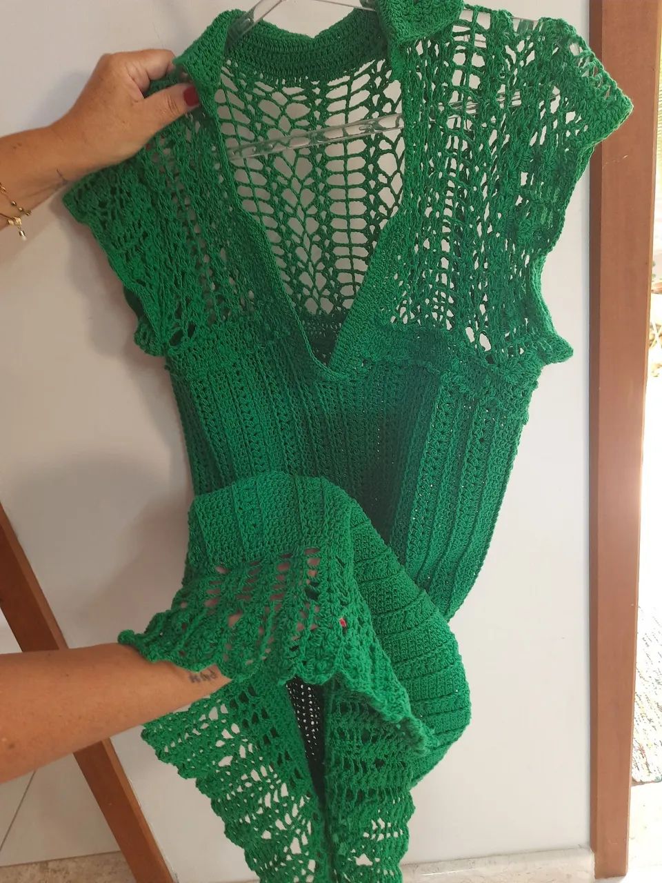 Vestido em crochê artesanal tam P / 40 - Foto 3