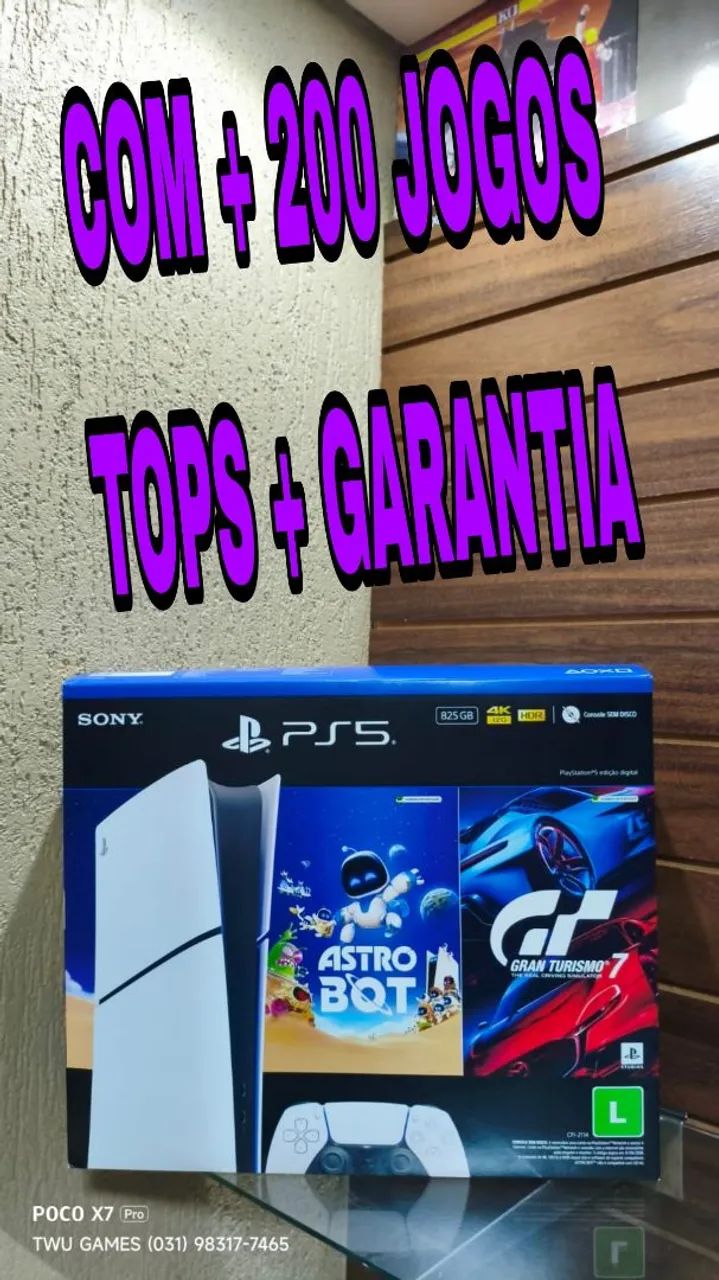 PS5 slim + 200 jogos tops 