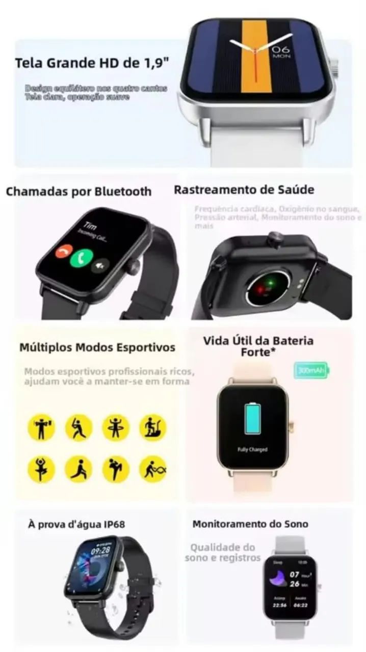 Smartwatch resistente a água com multifunções P81 - Foto 4